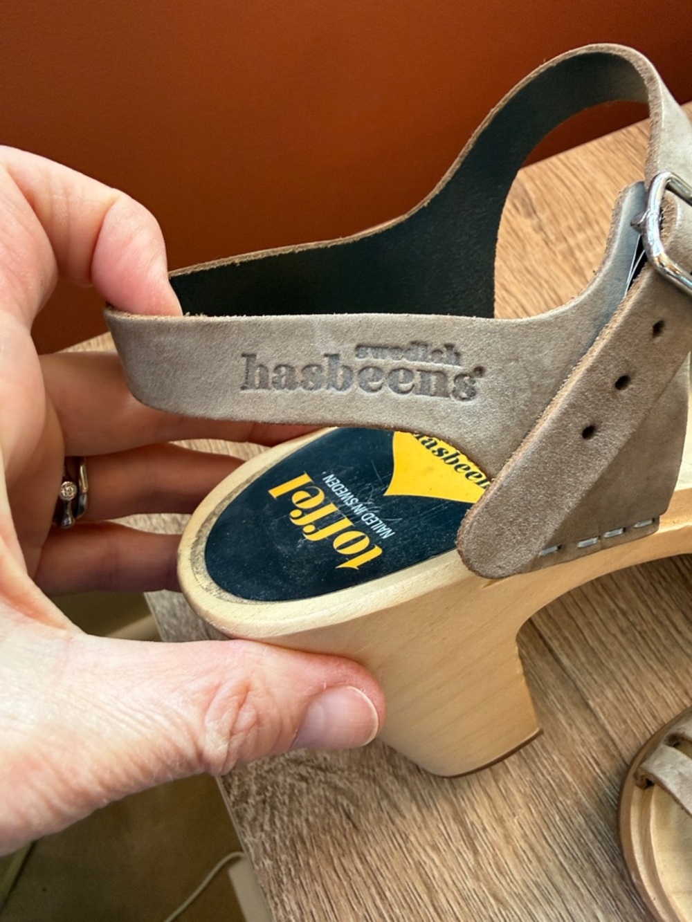 Women’s Swedish Hasbeen Wooden Clog Sandals - Gray - size 37 - Picture 16 of 16